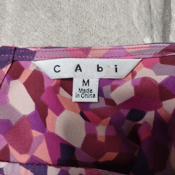 Cabi women's Top Kaleidoscope Mosaic Tie Neck blouse - Picture 6 of 10